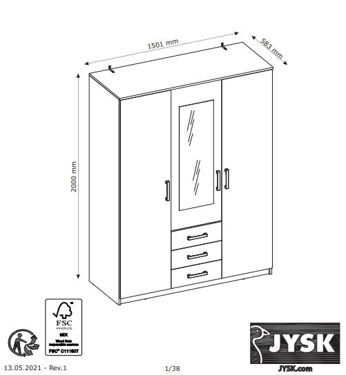 Šatní skříň VELLERUP 151x200 cm - 4