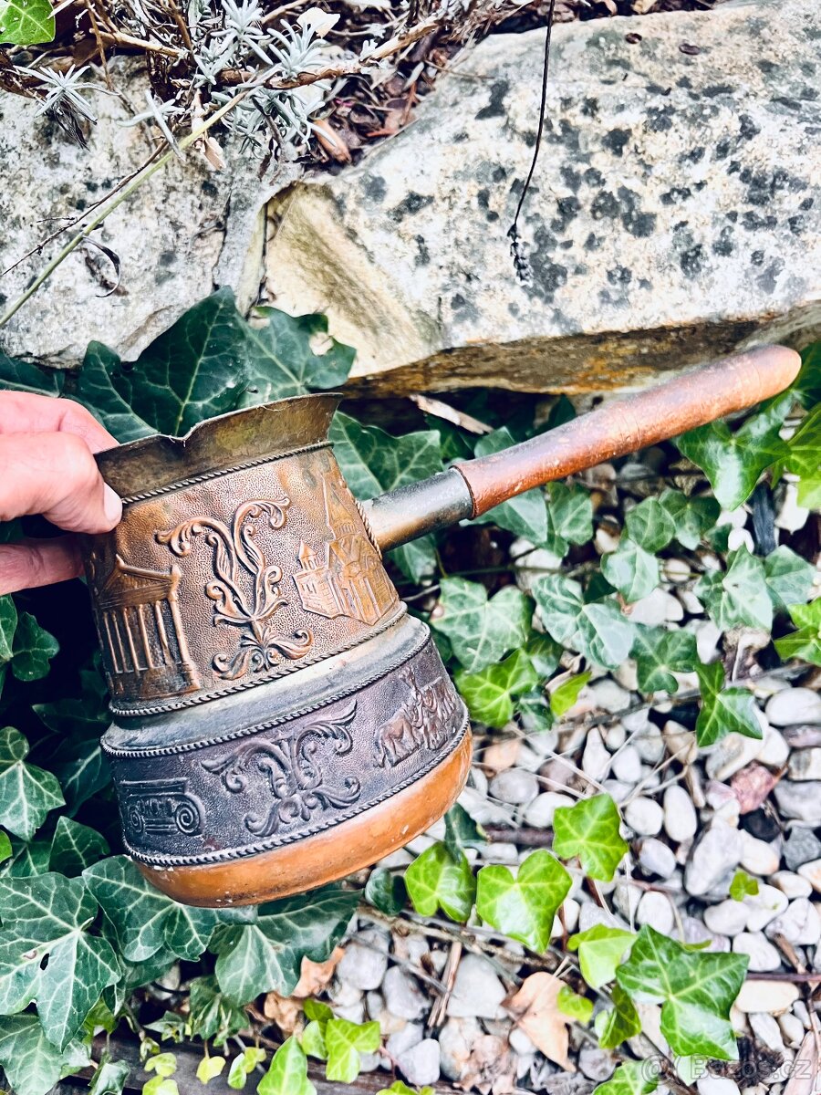 Dzezva na kavu stará měděná - 4