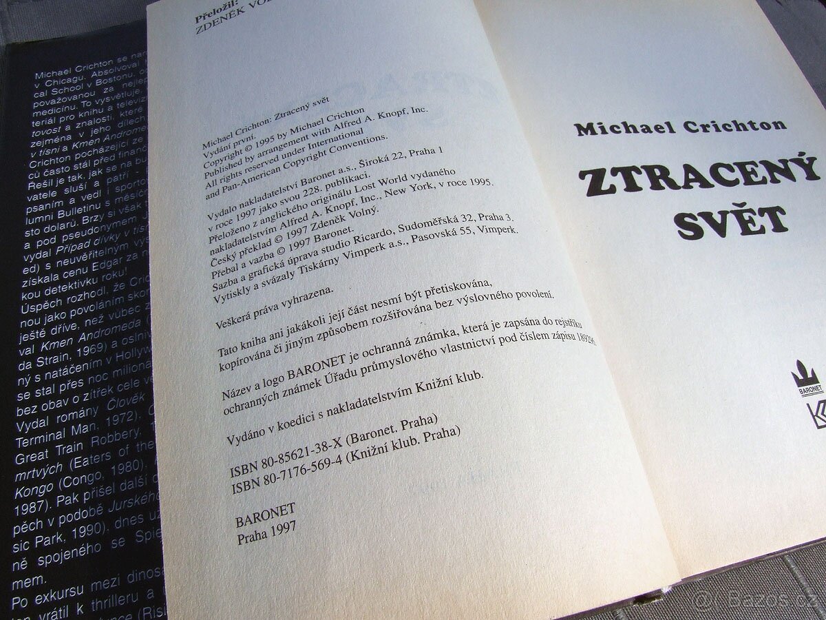 2x kniha Michael Crichton - Ztracený svět, Congo - 4