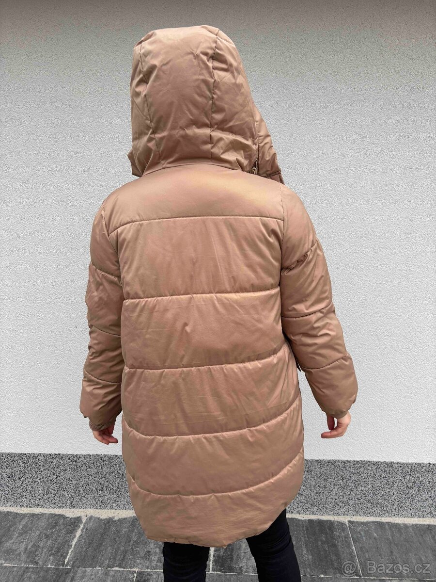 Bunda zimní hnědá dlouhá - 4