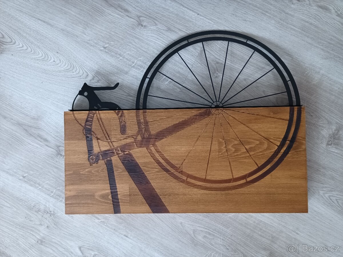 Nástěnná dekorace BYCIKL 45 cm kov, dřevo - 4