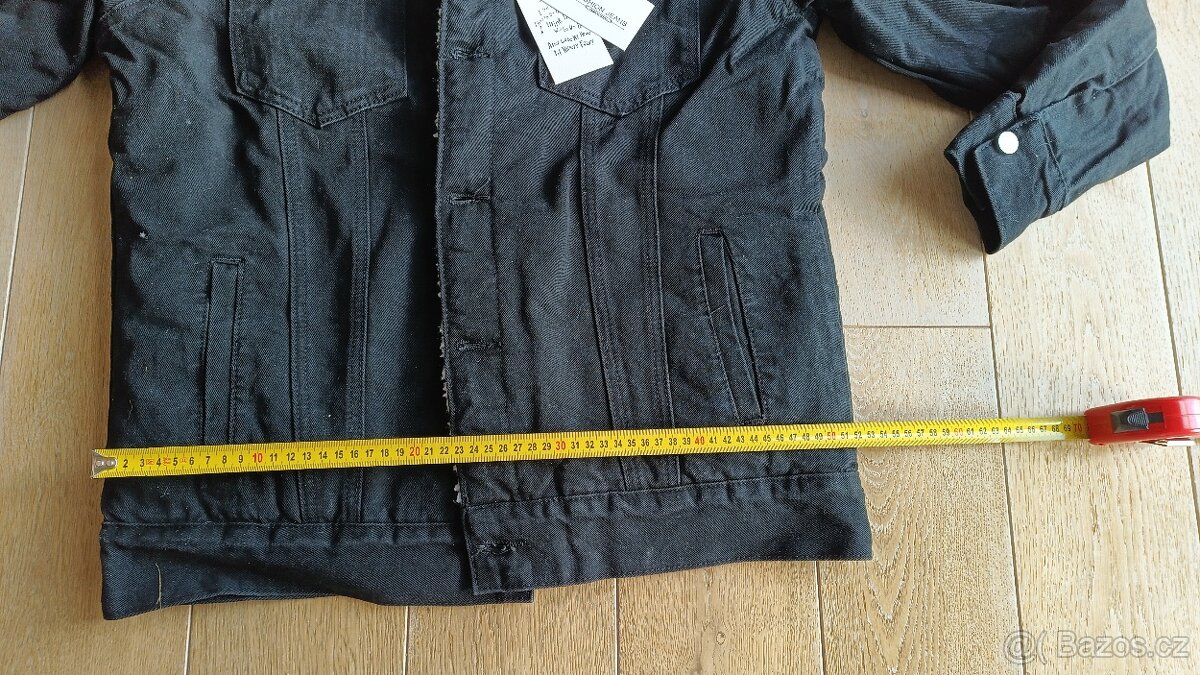 Jeansová vyteplená černá bunda XL - 4