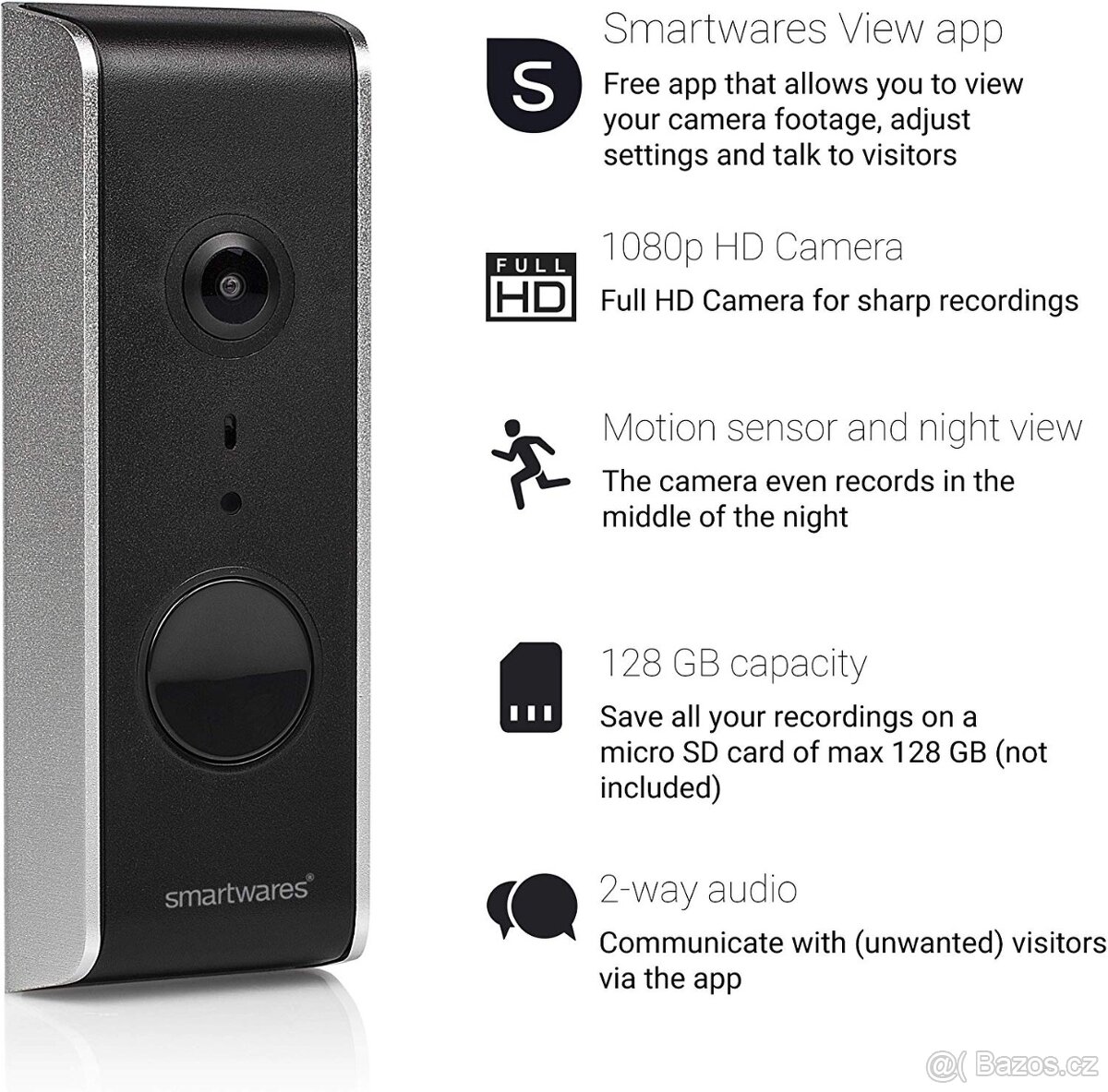 Video zvonek s kamerou Smartwares Wired IP Wi-Fi nový - 4