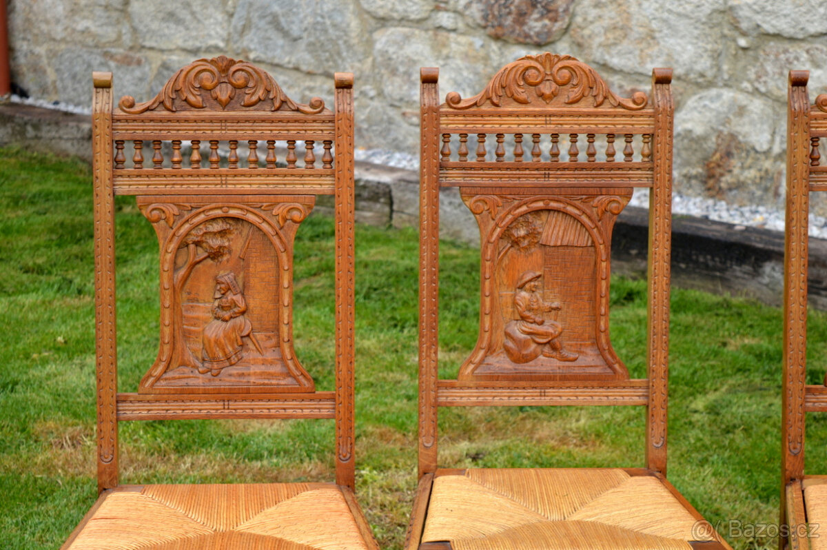 Starožitné židle 6 ks s řezbou - 4