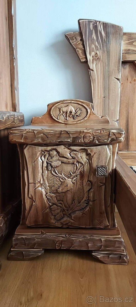 Predám masivni postel s loveckým motívem180×200 - 4