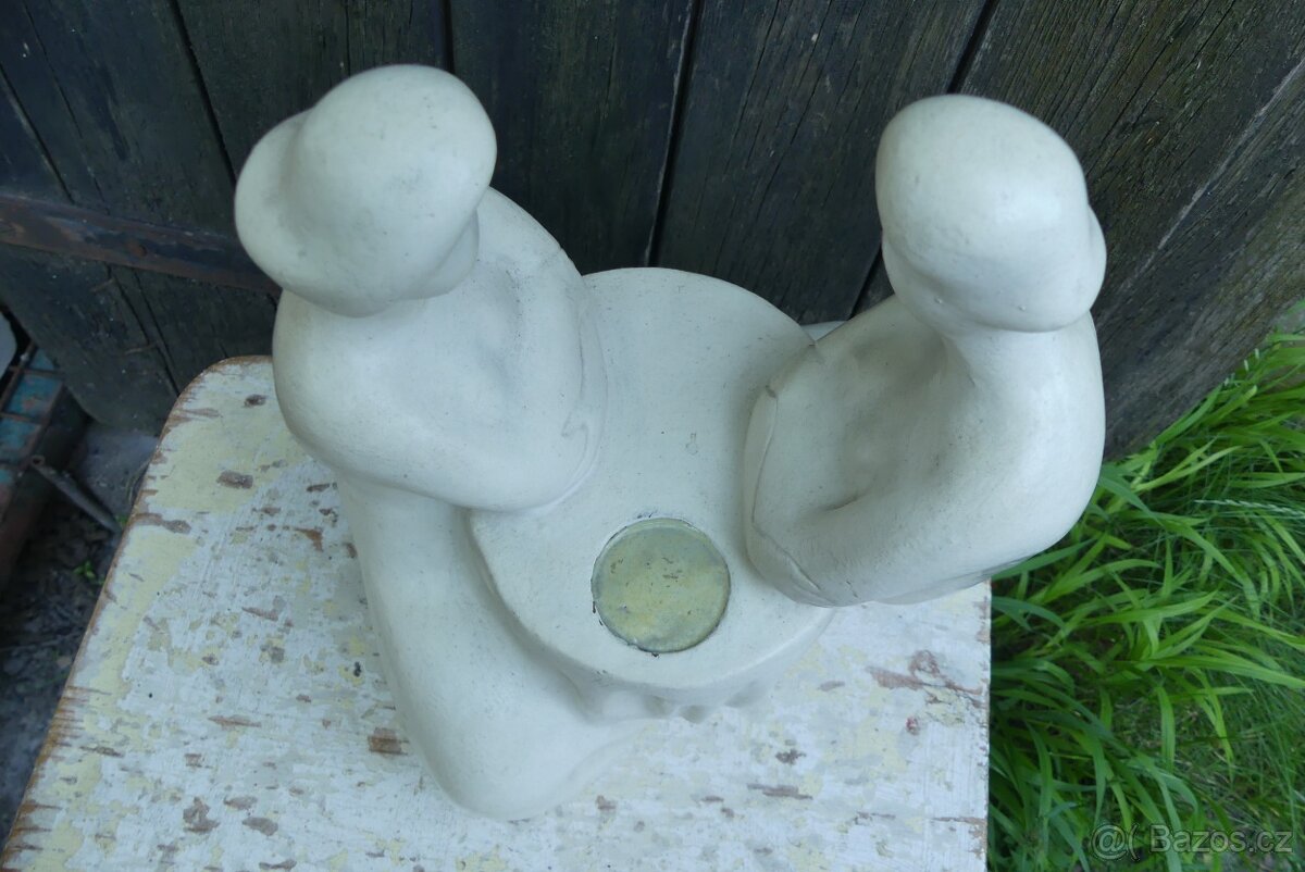 Ženy u stolu...retro keramická plastika, brusel - 4