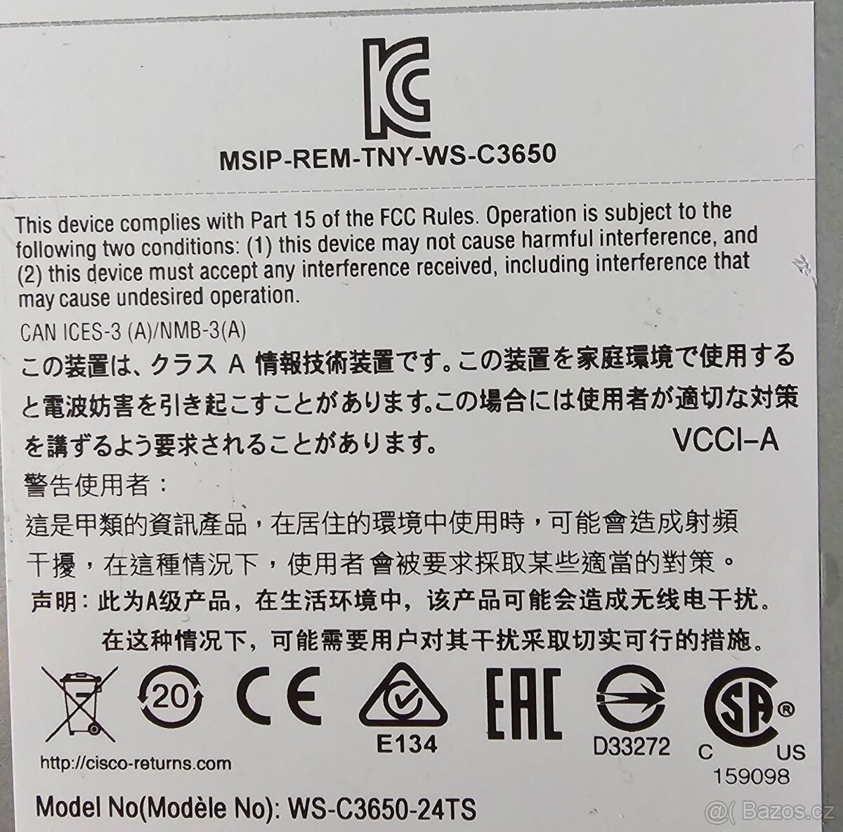 WS-C3650-24TS plně funkční, celkem 3ks - 4