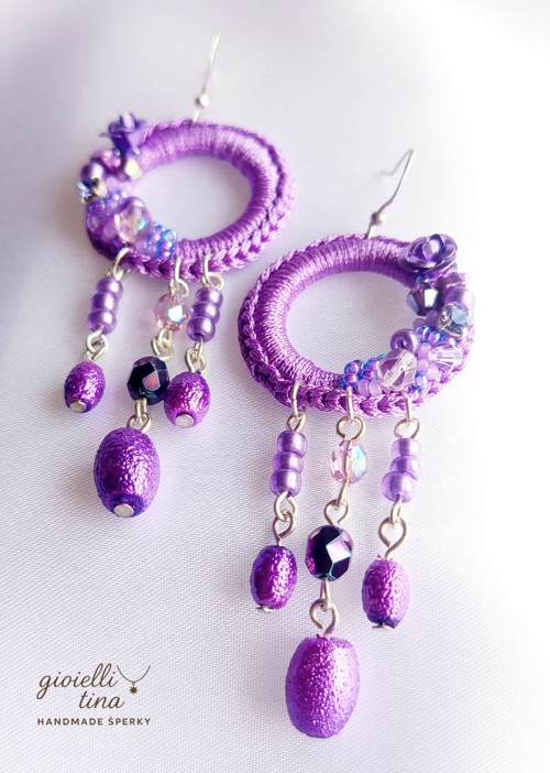 Náušnice Levandulová kaskáda - 4