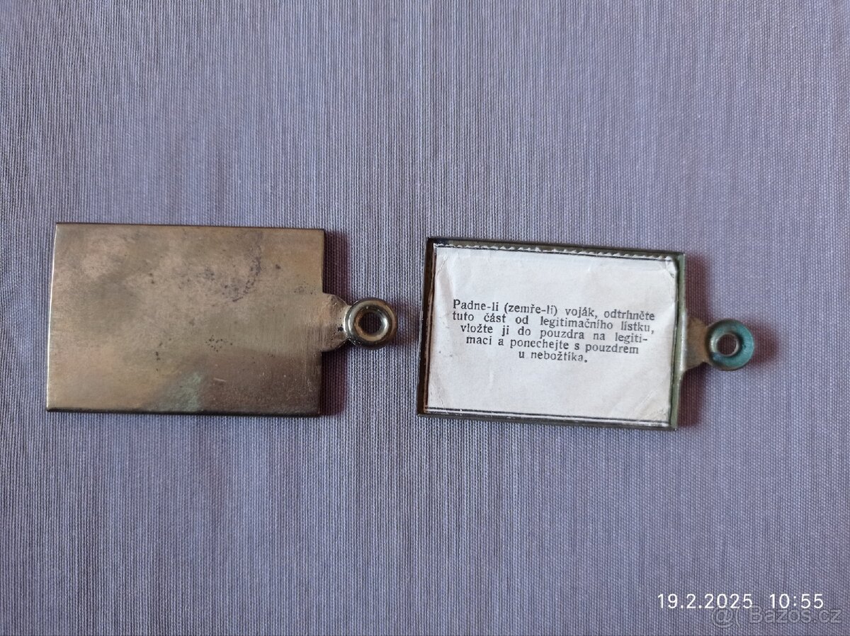 Armádní známka, ORIGINÁL, meziválečná ČSR, 1.republika - 4