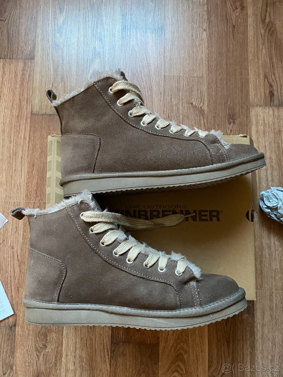 Pánské kožené zimní boty Weinbrenner s kožichem - č. 44 - 4