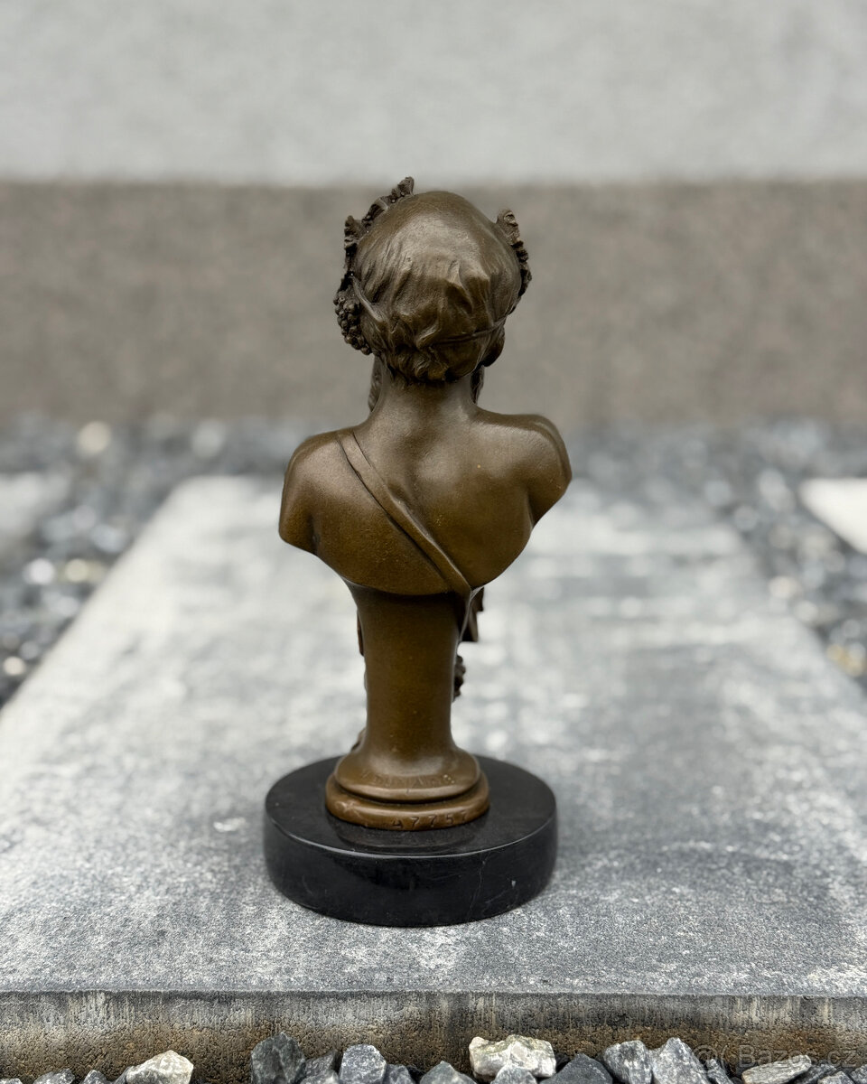 Bronzová busta Bacchus socha boha vína antická luxus dekor - 4