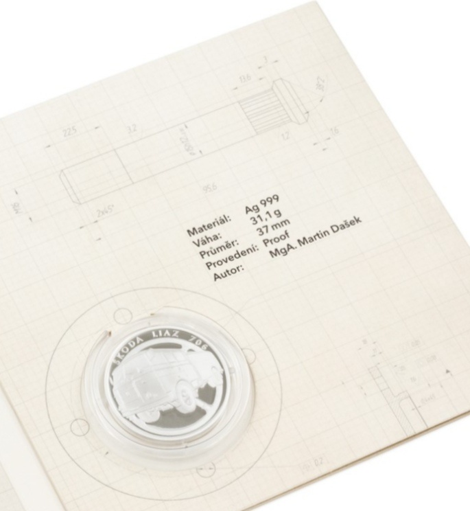 Stříbrná mince Na kolech - Nákladní automobil Škoda LIAZ 706 - 4
