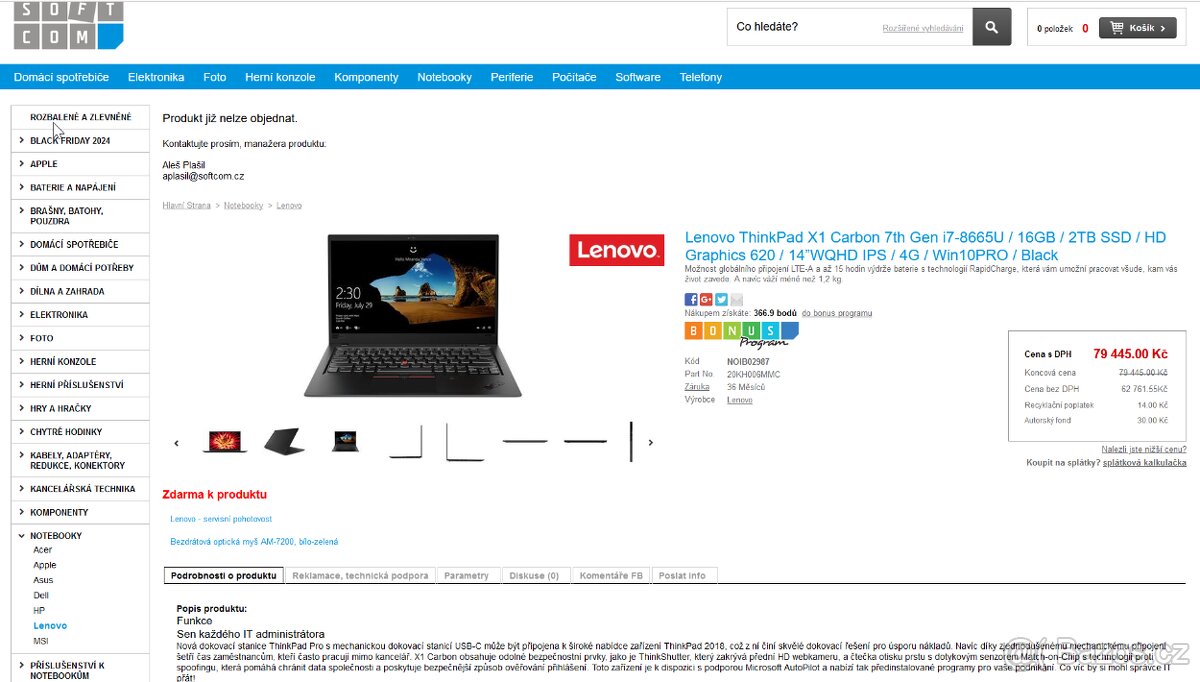 Lenovo X1 2K 14'' Carbon 7th Gen + Nová baterie a Přísluše - 4