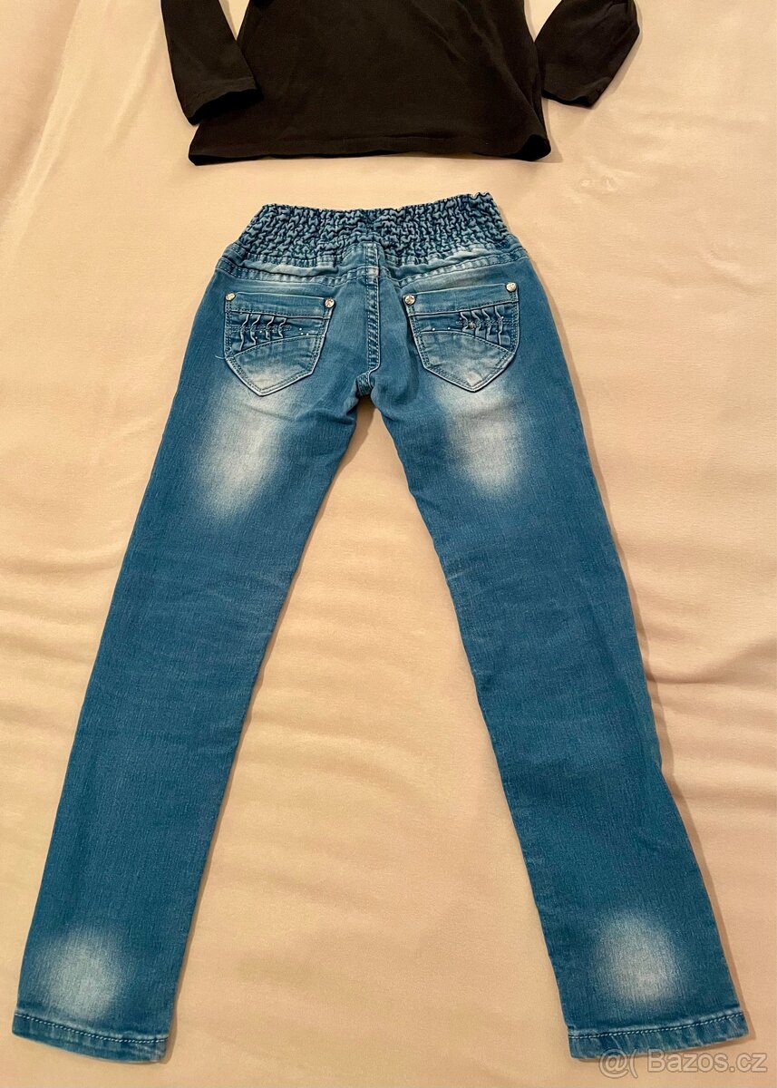Dívčí džíny s ozdobnými kamínky vel. 128 - 4