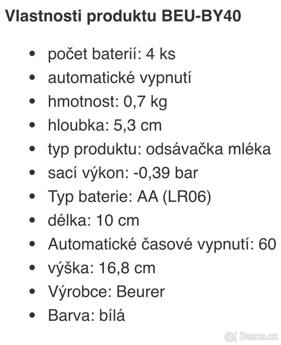 Elektrická odsávačka mléka Beurer - 4