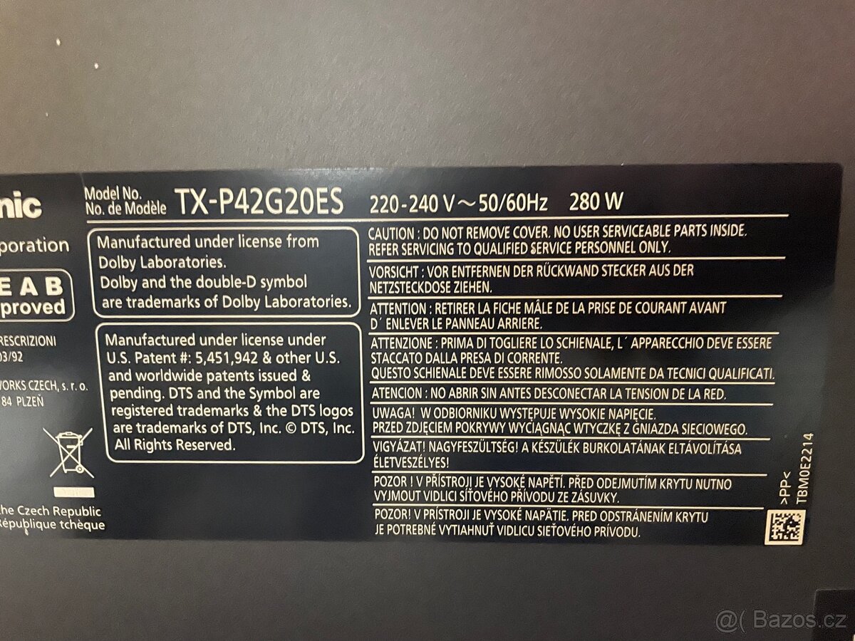 Prodám Panasonic VIERA 42" TX-P42G20E Plazma 106cm - 4