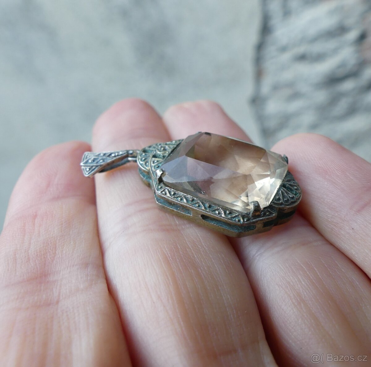 Starožitný stříbrný Art Deco přívěšek - 4