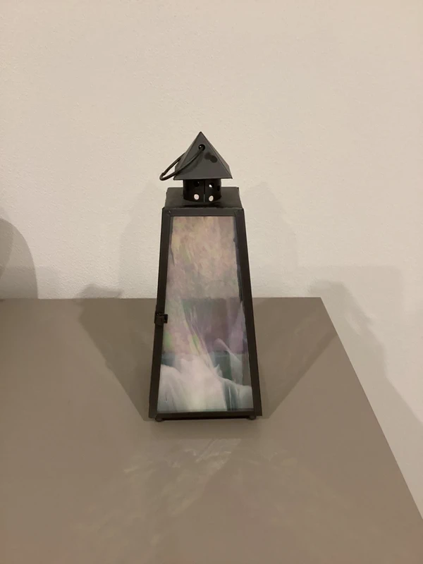 Kovová lucerna s vitrážovým sklem - 4