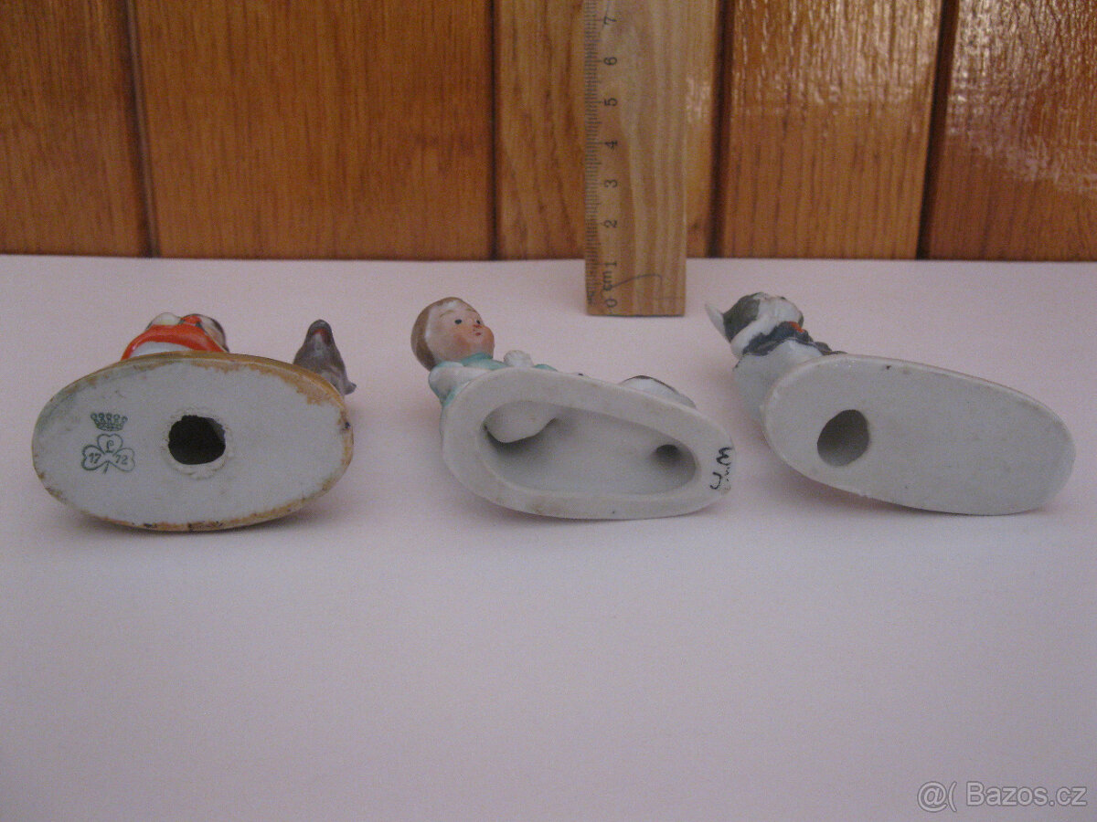 Starožitné malé sošky, starožitný popelník,mísky,anděl 3x - 4