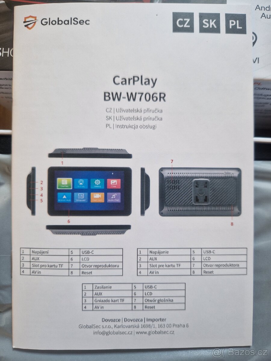 Monitor do auta Symfony W706 - Carplay Android Auto - 4