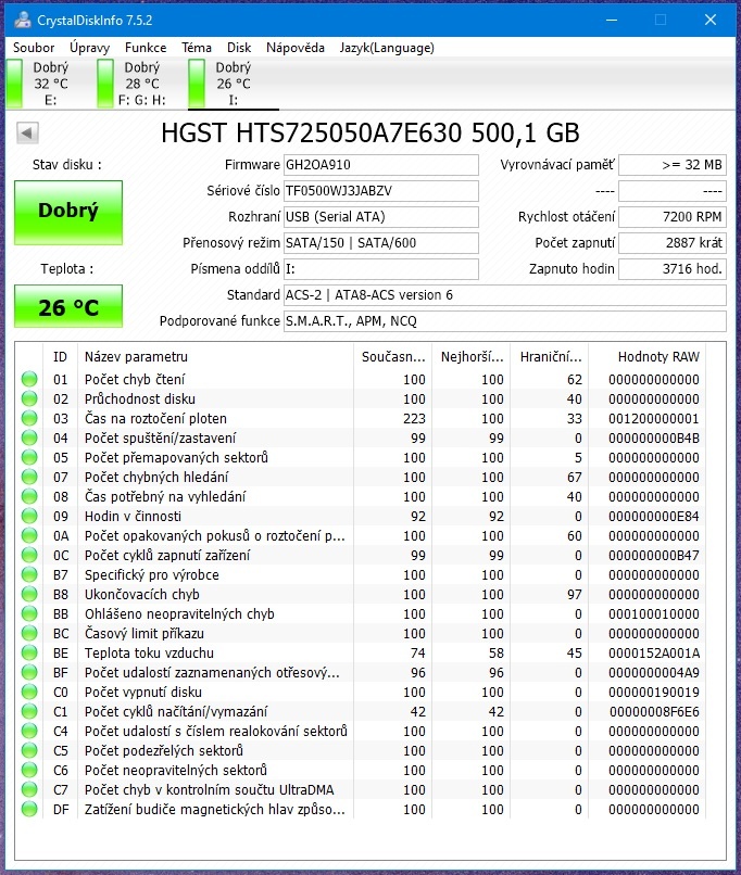 HDD disk HGST 500GB 2,5" SATA 7200ot/min.,7mm - 4