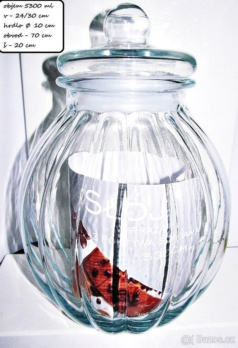 Velká skleněná nádoba dóza silně těsnící - 5, 3 l / nová - 4