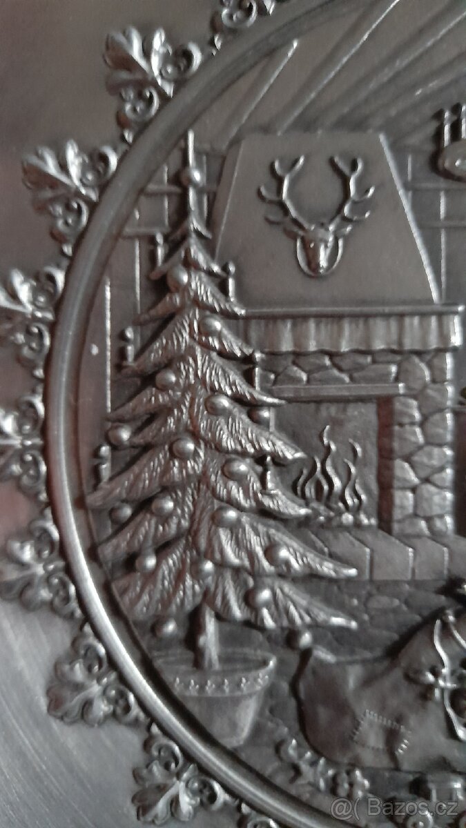 Nádherný cínový talíř s vánočním motivem - 4
