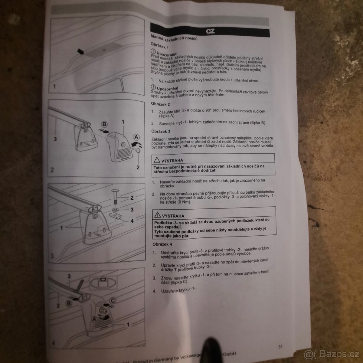 Originální střešní příčníky VW Caddy Long (Maxi) - 4