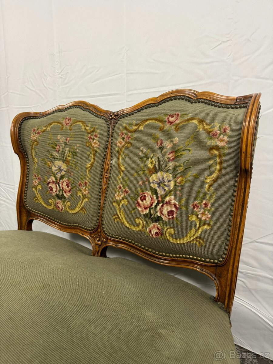 Starožitná sofa / loveseat s gobelínem (135024) - 4