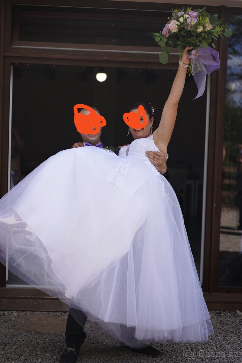 Svatební šaty bílé vel. 40/46 - 4