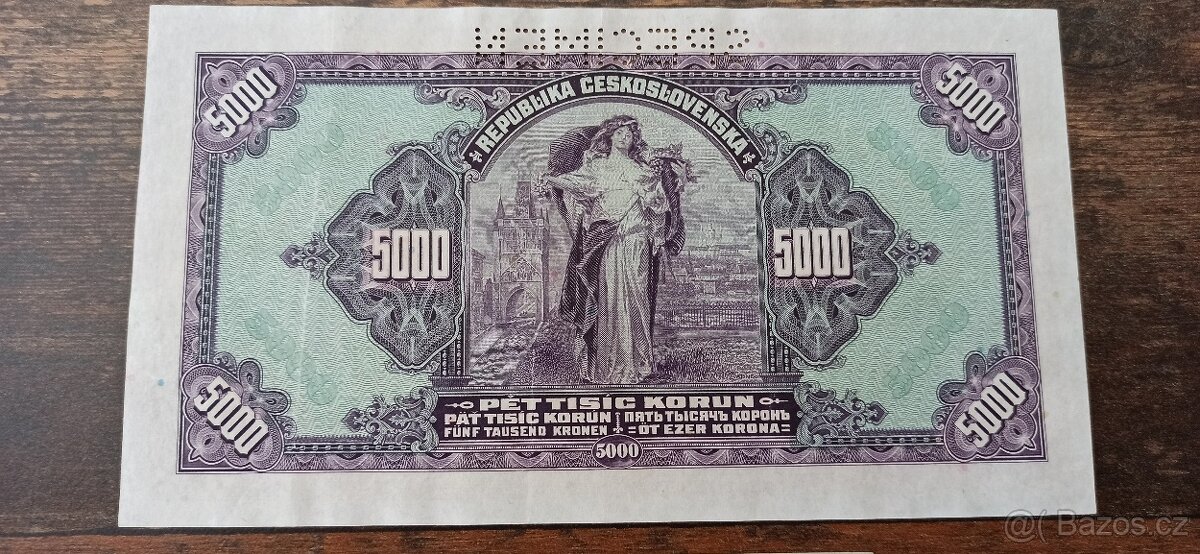 Bankovky a státovky 5000 Kč 1920, 20 Kčs 1945. - 4