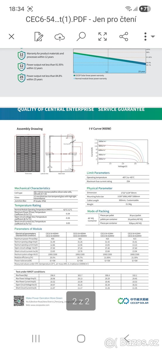 fotovoltaický panel 405Wp - 4