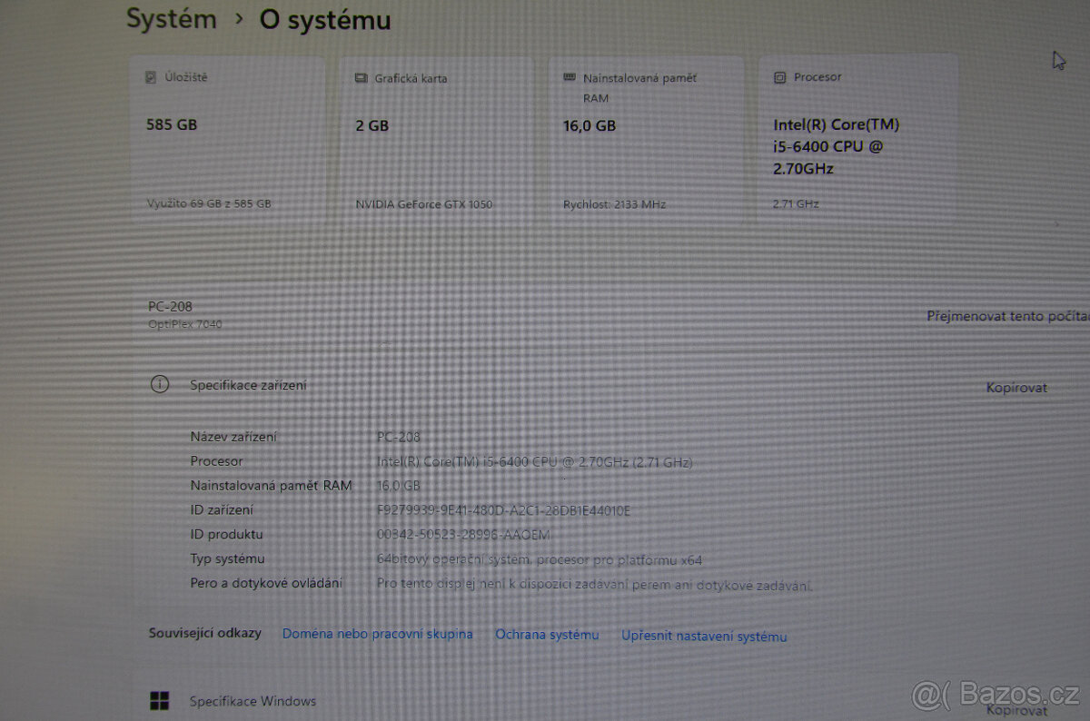 Dell Optiplex 7040 i5/16GB/SSD 128GB+500GB/GTX 1050 - 4