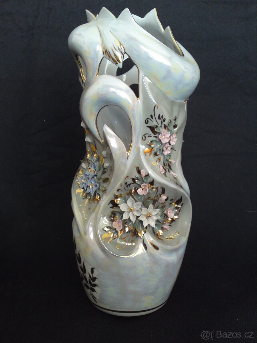 Zdobná váza a zdobená miska, dóza - 4