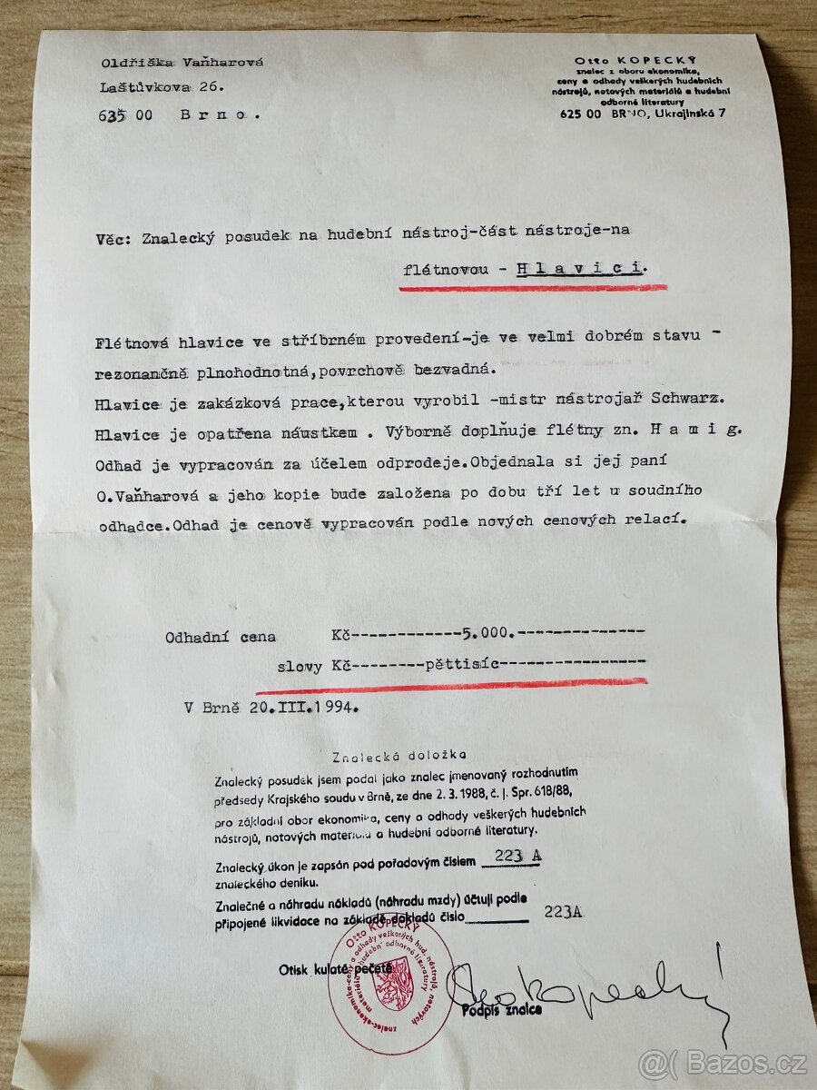 Stříbrná flétnová hlavice - 4