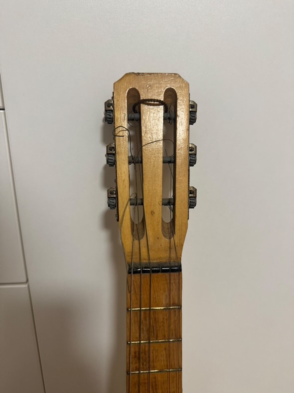 Stará dřevěná kytara 3/4 -Rovný krk, Vintage vzhled - 4