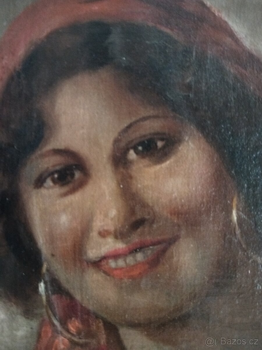 obraz CIGÁNKA IV. /dívka, portrét/, olej, František Votruba - 4