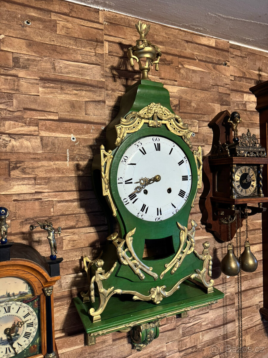 Konzolové francouzské hodiny 100 cm.rok 1800 + - dřevo,bronz - 4