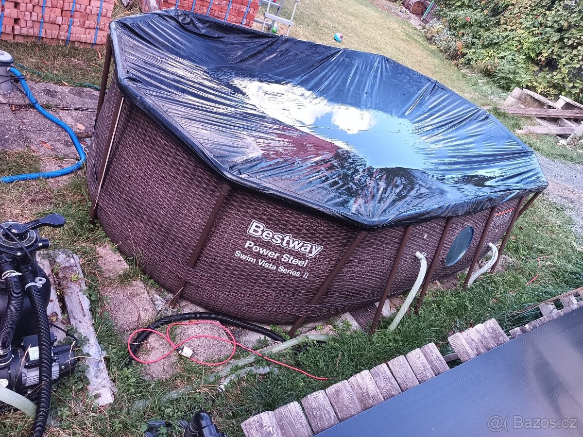 Bazén, čerpadlo, filtrace, solární panel, nerezová spirála - 4