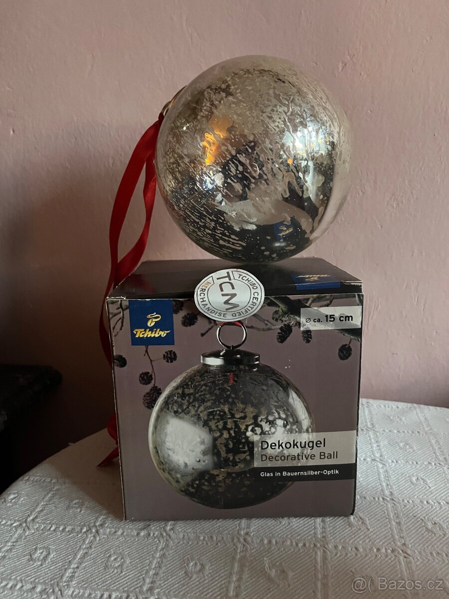 Nové skleněné koule Tchibo na zavěšení 15 cm 2 Ks - 4
