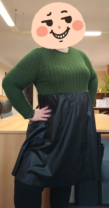 Šaty s koženkovou sukní vel. 48 - 4