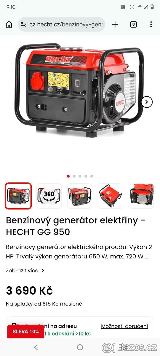 Benzínový generátor elektřiny - HECHT GG 950 - 4