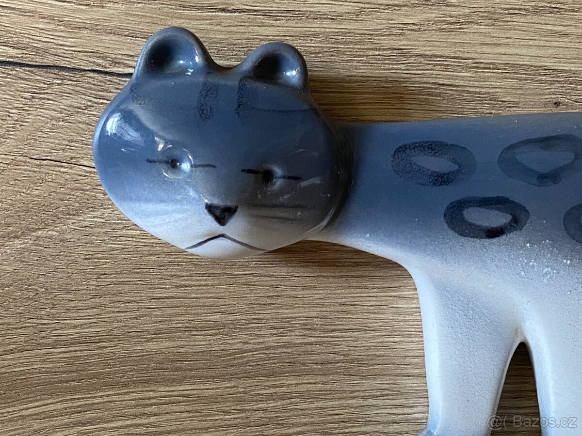 kočka keramická stará kočka figurka plastika soška socha - 4