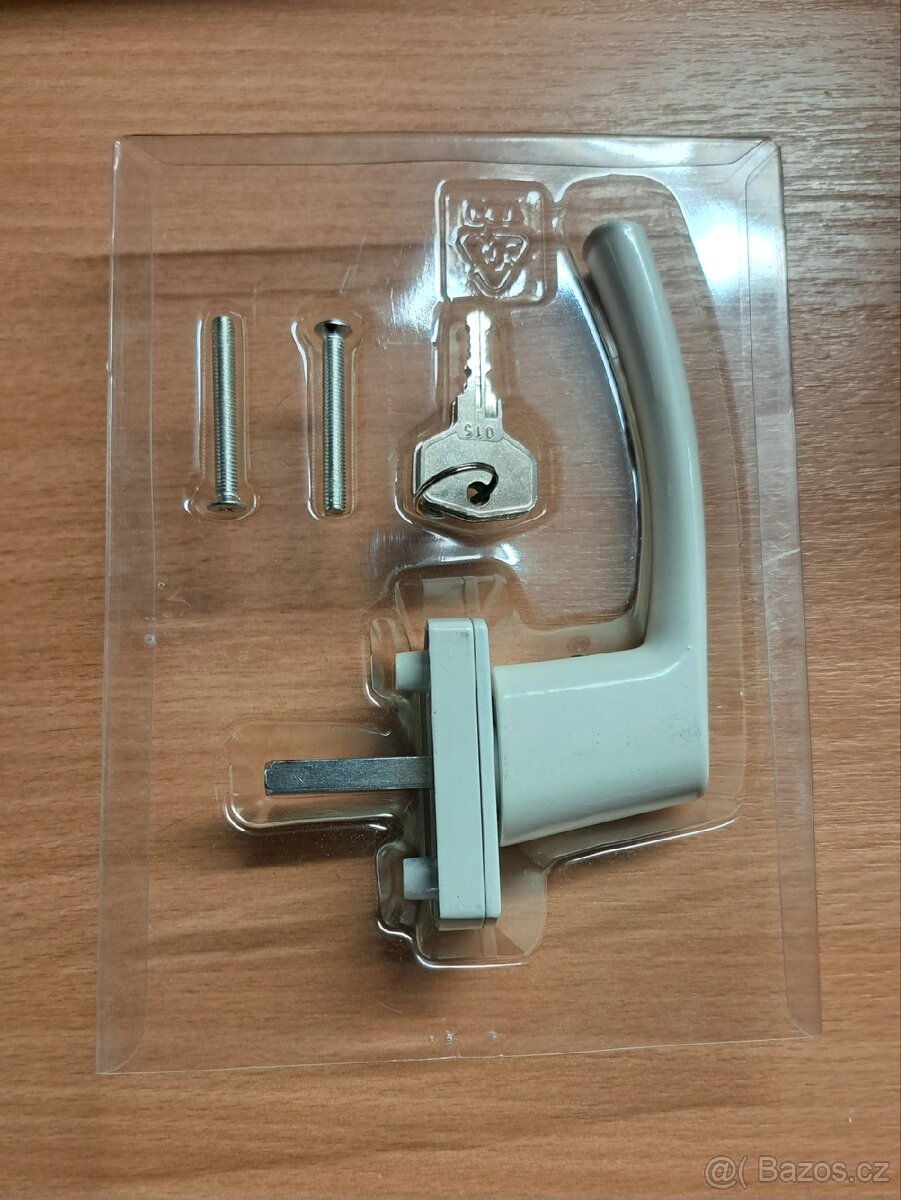 Bílá uzamykatelná okenní klika se zámkem 2 kusy - 4