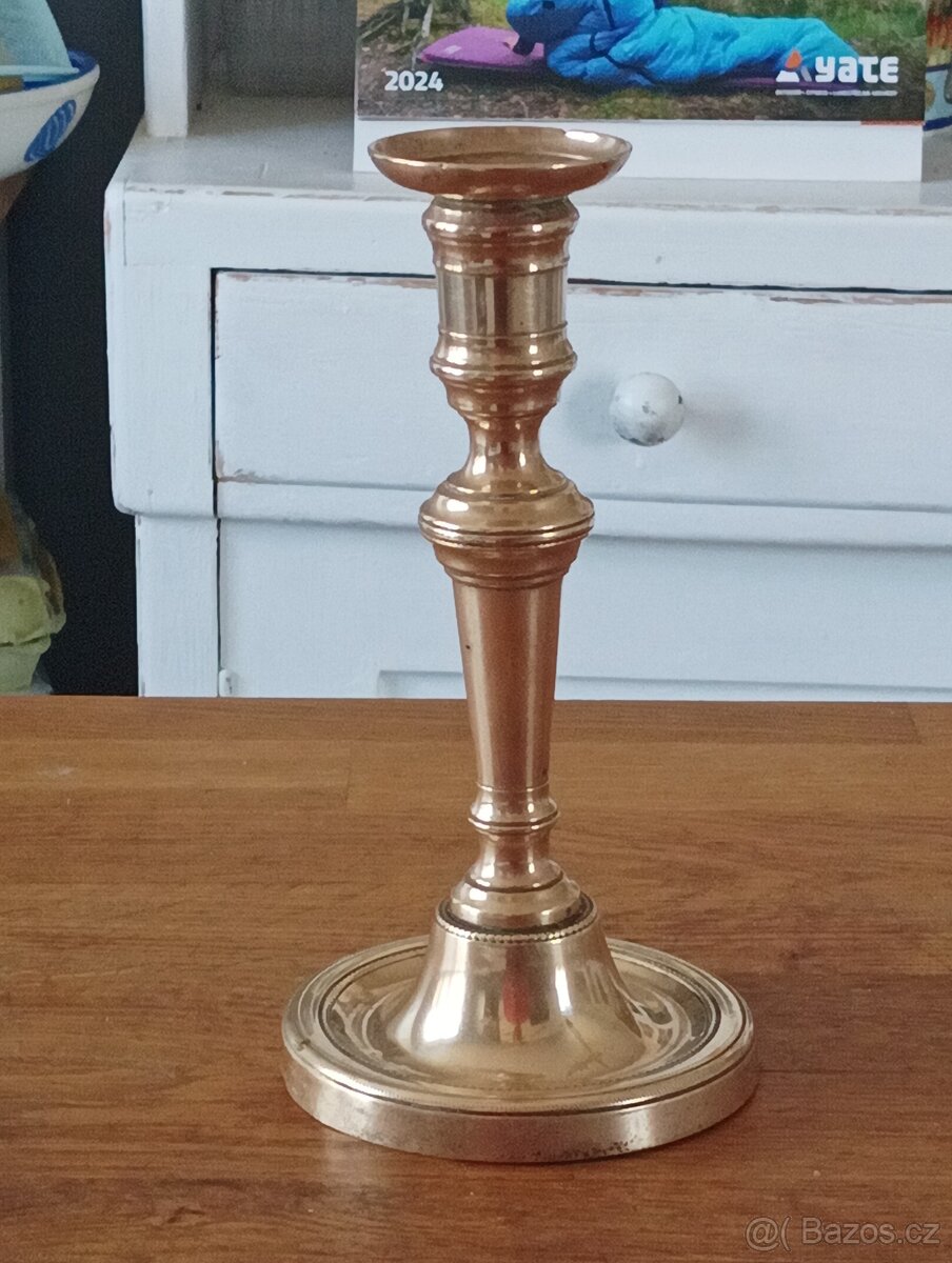 STAROŽITNÝ BRONZOVÝ EMPÍROVÝ SVÍCEN BIEDERMEIER KOLEM 1820 - 4