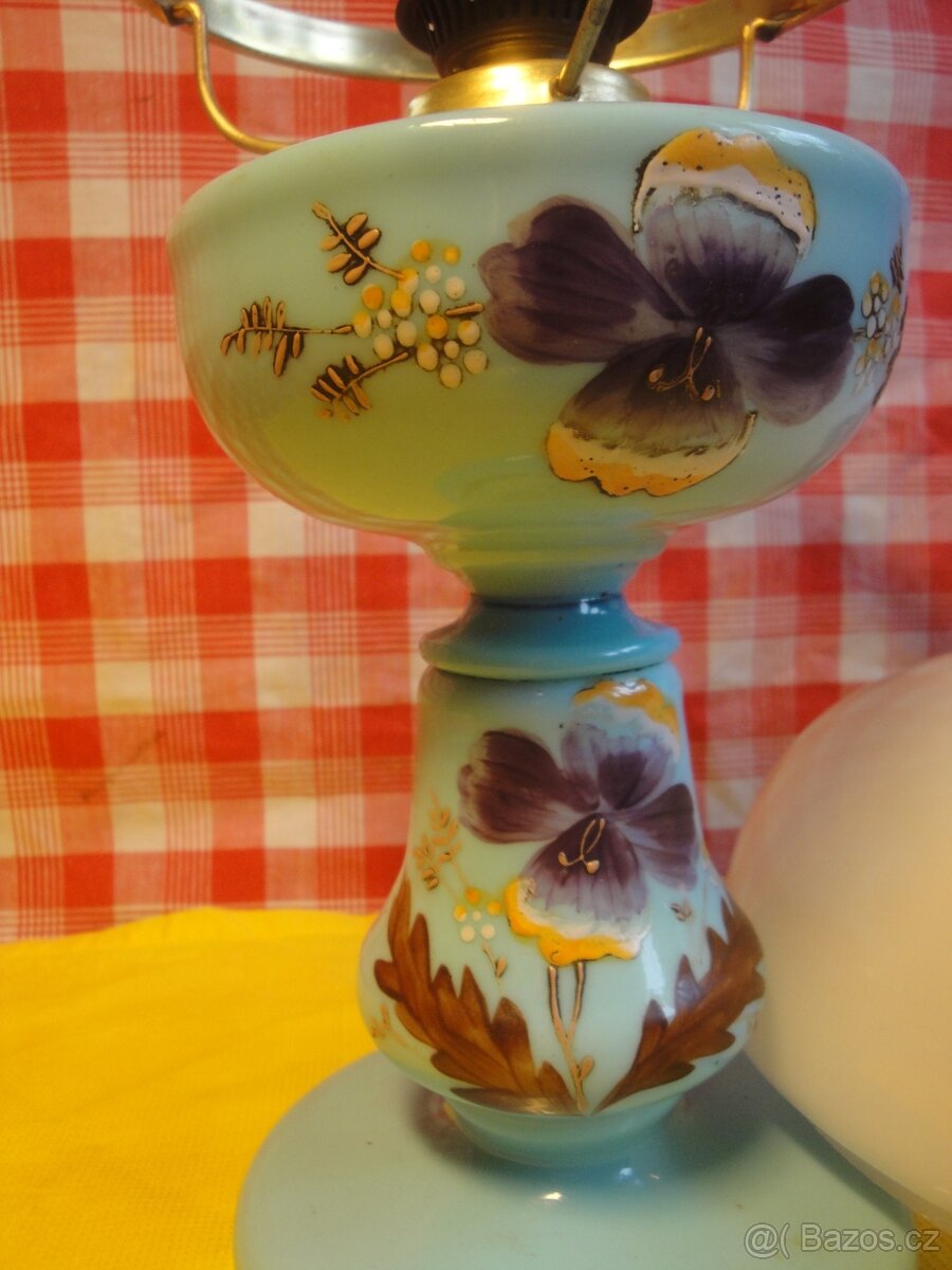 stará malovaná petrolejová lampa - 4