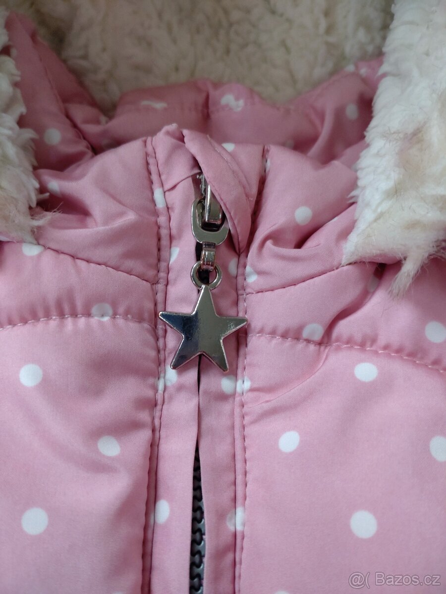 Zimní bunda, růžová puntíky (110) - 4