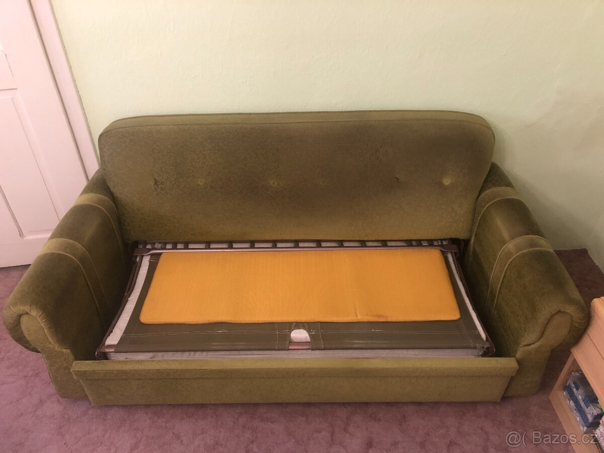 Retro pohovka + 2 křesla zelené - 4