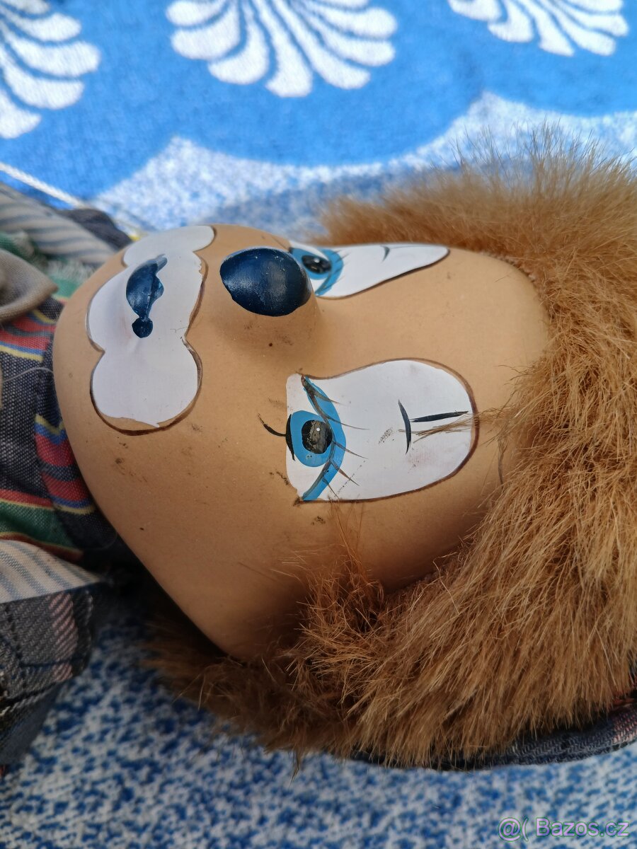 REZERVOVÁNO. Retro loutka-klaun na houpačce - 4