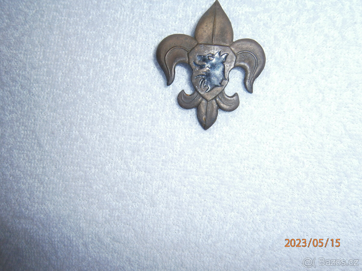 skaut,skautská lilie v chromu 25 cm vysoká,odznak, junák - 4